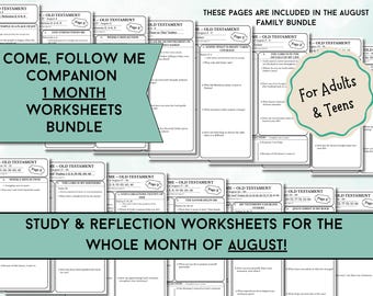 August Come Follow Me Study & Reflection Worksheets | Adult and Teen LDS Old Testament Scripture