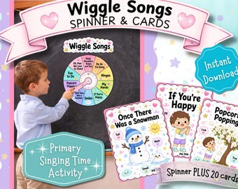 Primary Singing Time Wiggle Songs Spinner Activity, LDS Music Printable (Digital Download)