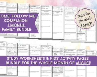 August Come Follow Me Family Bundle | LDS Study Worksheets & Kids Activities | Old Testament Printable