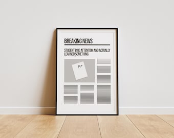 Breaking News Classroom Poster: Back to School Decor (Digital Download)