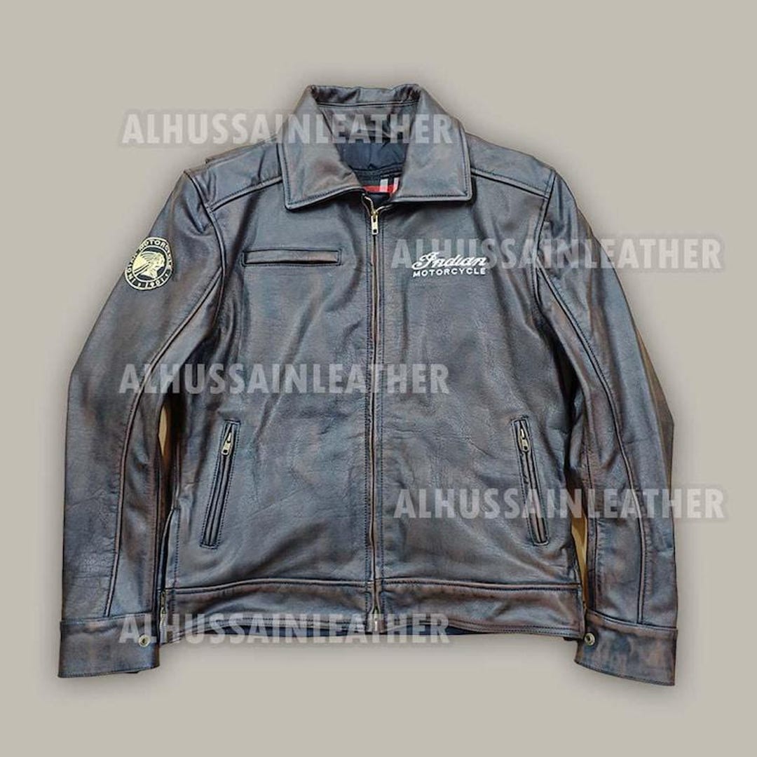 メンズ ヴィンテージ ブラウン インディアン モーターサイクル レザー