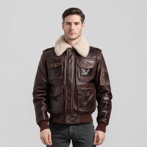 A2 Leder Bomberjacke für Herren – Vintage Militär Fliegermantel – WWII Aviator Pilot Style Oberbekleidung