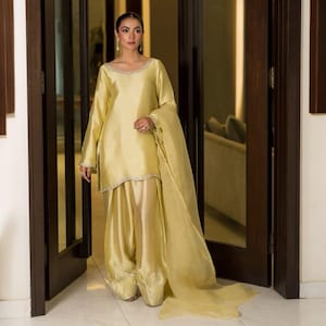 Sheesha Silk Farshi Shalwar Suit 3PC | Luxury Pakistani Designer Salwar Kameez Set | Embroidered Wedding Guest Outfit