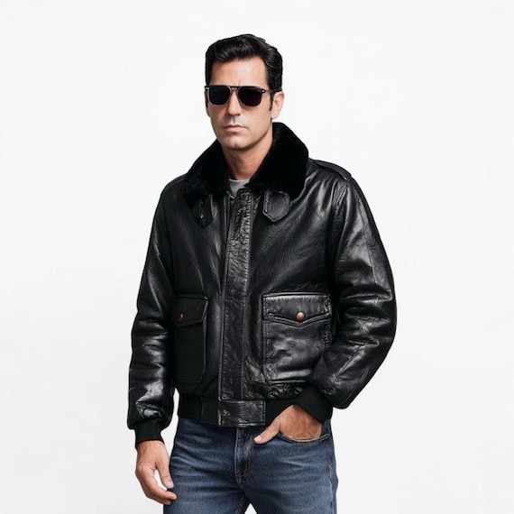 Men's A2 Leather Bomber Jacket – Vintage Military Flight Jacket