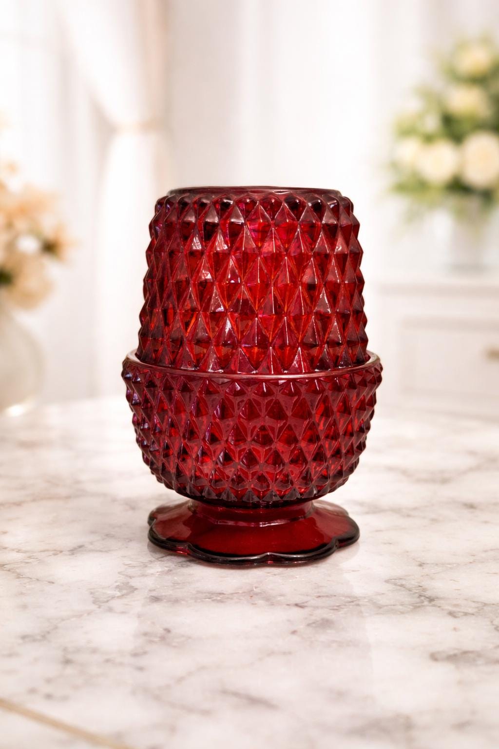 Indiana Glass Red Fairy Lamp - Etsy