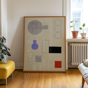 Abstract Dada Bauhaus Oil Painting, Vintage Minimalist Modern Art Print, Home Decor Poster Digital Download