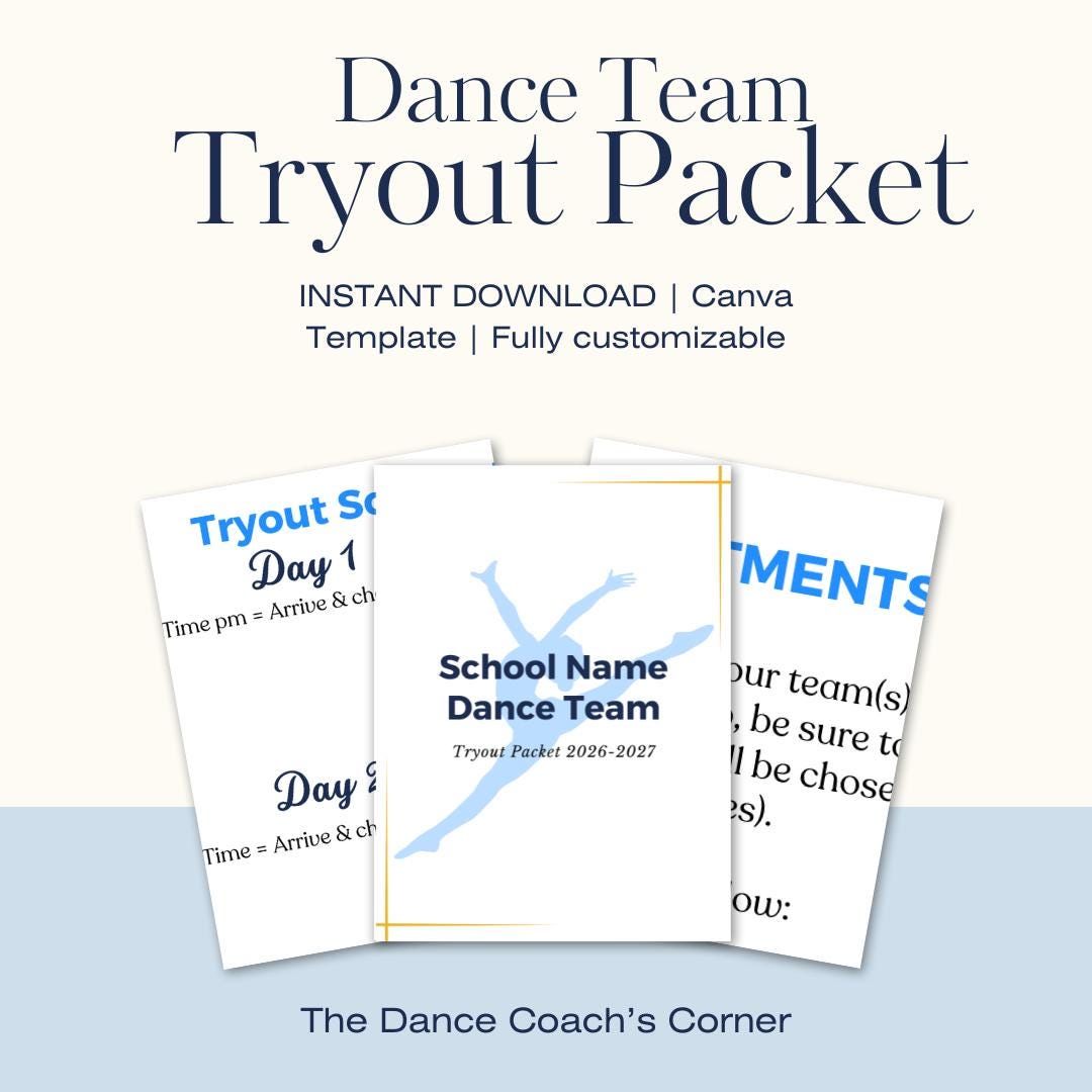 Instant Download Canva Template Dance Team Tryout Packet | Full ...