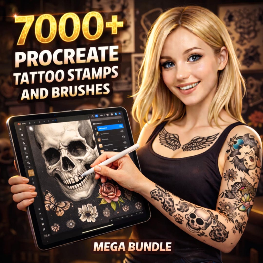 7000+ Procreate Tattoo Stamps & Brushes Mega Bundle | Anime Style ...