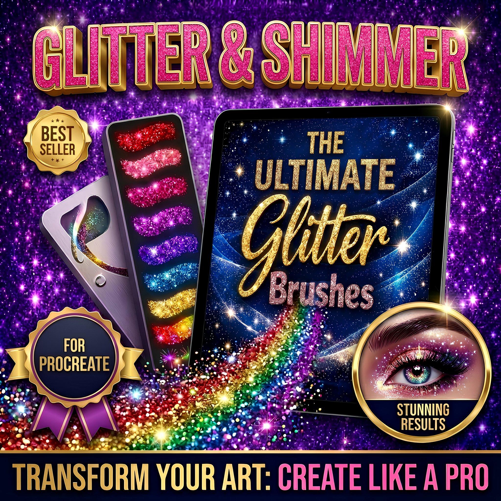 Glitter Shimmer and Sparkle Procreate Brushes | Shiny Texture Brush Set ...