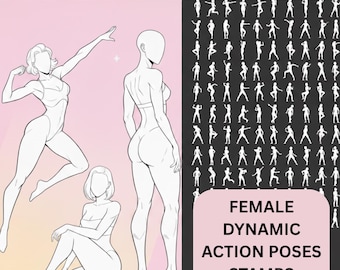 Procreate Female Pose Brushes | Procreate Body Pose Stamps for Women | Procreate Fashion & Dynamic Figure Brush Set for digital art