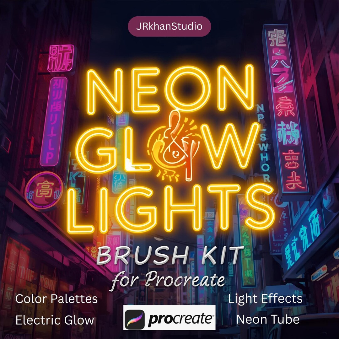 Neon Procreate Brushes & Color Palettes | Neon Glow and Light Effect ...
