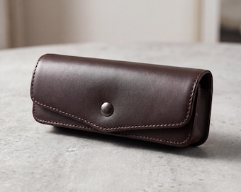Slim Cowhide Leather Glasses Case – Portable Eyewear Protective Travel Case