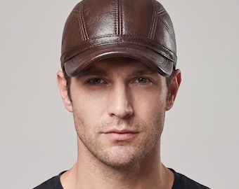 Genuine Leather Baseball Cap – Vintage Biker Streetwear Hat (Adjustable)