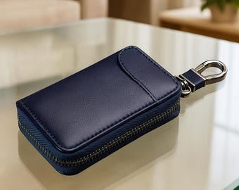 PU Leather Key Wallet – Compact Zipper Coin Purse