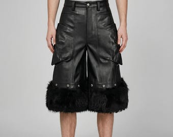 Men's PU Leather Patchwork Shorts - High Waist Streetwear