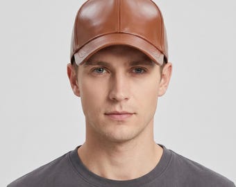 Leather Baseball Cap | Adjustable Casual Sports Hat | Outdoor Everyday Wear Unisex Dad Hat | Gift for Him | Spring Summer Headwear