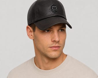 Faux Leather Baseball Cap Mens Adjustable Casual Hat | Outdoor Streetwear Dad Hat Spring Autumn | Gift for Him