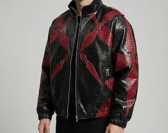 Men's Black & Red PU Leather Biker Jacket – High Street Style