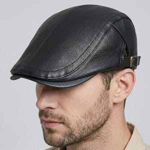 Gorra plana de piel sintética para hombre – Gorra ajustable estilo vintage tipo hiedra