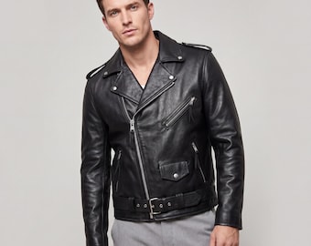 Men's Black Faux Leather Biker Jacket – Punk Rock Moto Streetwear Coat