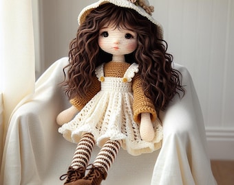 Crochet Girl Doll Pattern PDF | Curly Hair Amigurumi Tutorial (Instant Download)