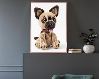 Schäferhund Häkelanleitung PDF: Amigurumi Hund Anleitung | Stofftier Schnittmuster
