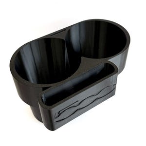 Double Cup Mug Drink, Phone & Coin Holder Insert Adaptor to Fit Fiat 500 Abarth 595 2009 - 2017 Black