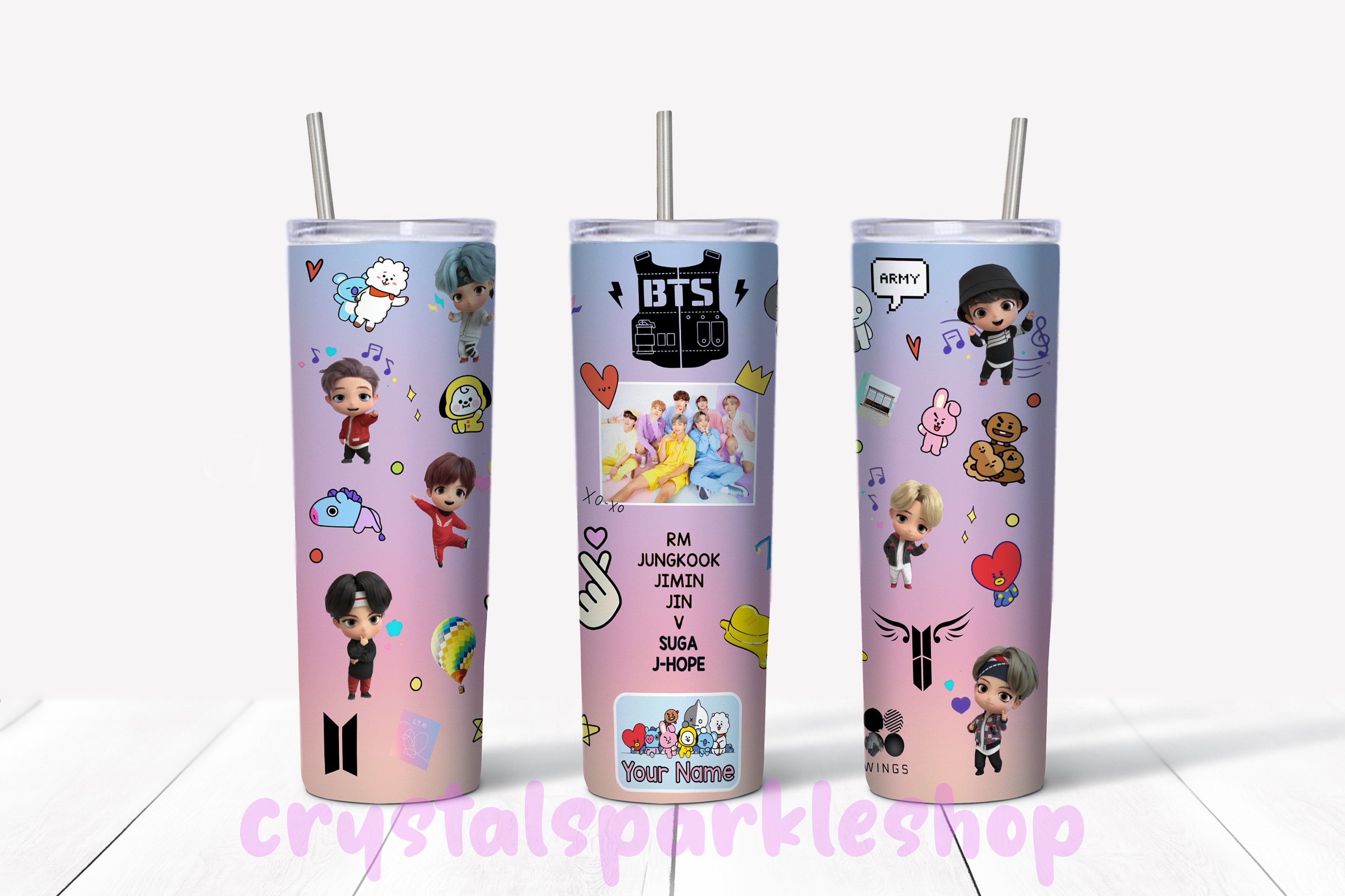 BTS Inspired Tumbler Custom Stainless Steel Insulated Personalized Army  Kpop 