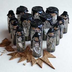 Bouteille de sorcière « Bénédiction et protection de la maison » - Pot à sortilèges en verre magique