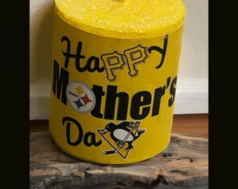 Vela con purpurina con temática de Pittsburgh ¡Feliz Día de la Madre!