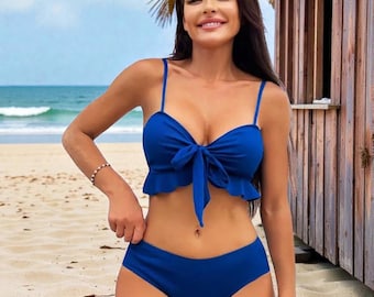 SunAura Farbverlaufs-Bikini-Set - Damen-3-teiliger Mesh-Strand-Badeanzug