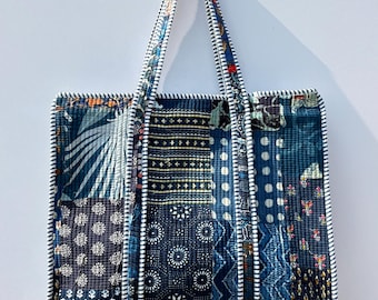 Patchwork Quilted Cotton Bag | Handmade Tote | Vintage-Style Fabric Shoulder Bag.