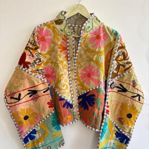 Reversible Kantha Embroidery Jacket, Vintage Cotton Patchwork Jacket
