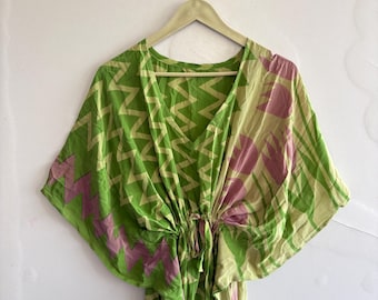 Handmade Crepe Silk Kaftan | Vintage Boho Beach Wear  Resort Dress