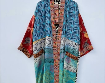 Handmade Silk Kimono Robe | Lightweight Dressing Gown | Lounge & Travel Wear