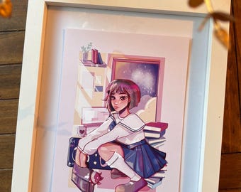 Lámina artística - Habitación de estudiante con uniforme retro
