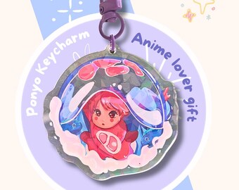 Llavero Chica del Océano, Charm de acrílico Kawaii, Lindo Charm para Bolso Marino, Regalo Costero, Estética Marina