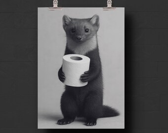Marten Toilet Paper Poster, Funny Bathroom Wall Art