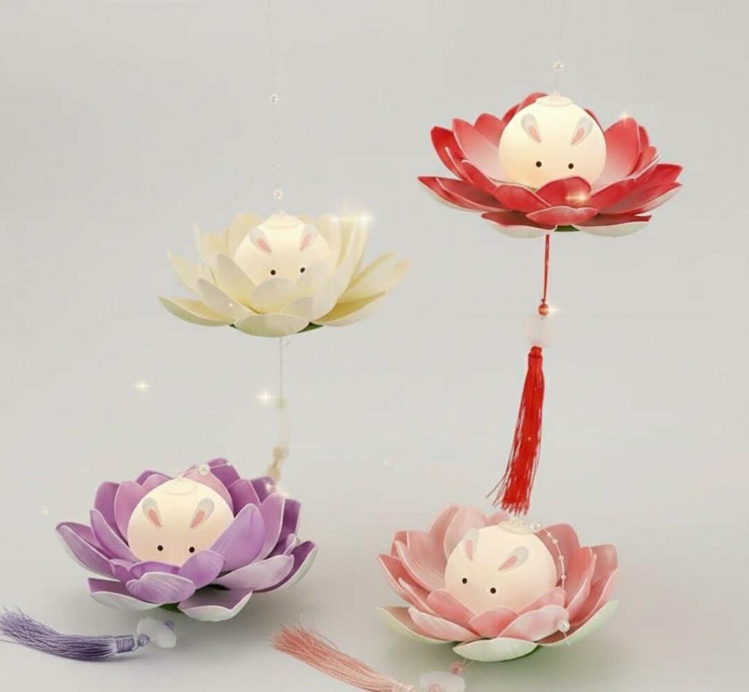 Handmade Glowing Lotus Rabbit Lantern - Etsy