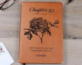 Personalized 80th Birthday Gift Mom Mum Chapter 80 Journal Leather Custom Aunt Notebook Diary