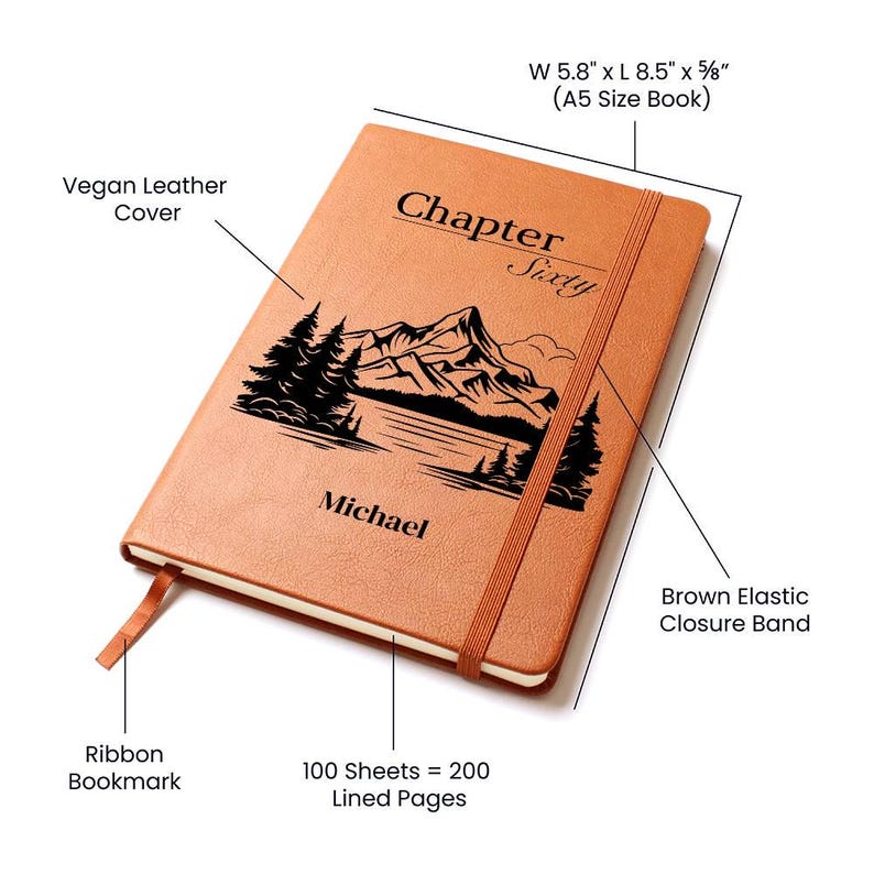 60th Birthday Gift Husband Personalized Chapter 60 Leather Journal Custom Dad image 6