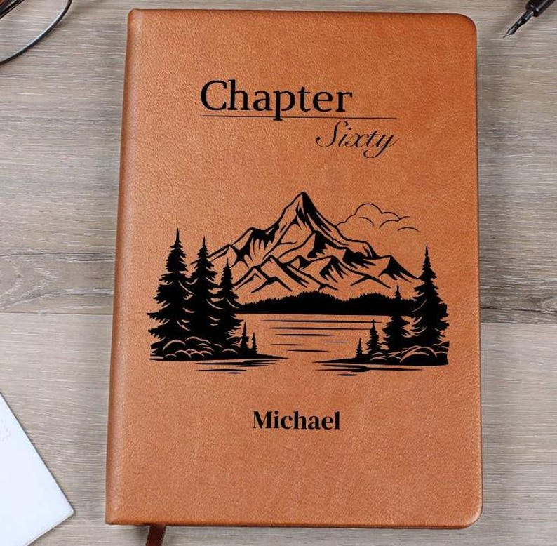 60th Birthday Gift Husband Personalized Chapter 60 Leather Journal Custom Dad image 1
