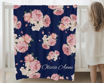 Personalized Baby Blanket Girl Name Minky Custom Baby Shower Gift