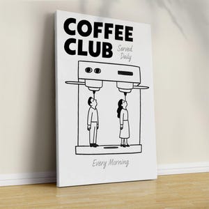 Coffee Club Retro Wall Print, Kitchen Illustration, Coffee Lover Art