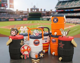 Retro Astros Mini-Cooler Dosenhalter | 3D gedruckte Getränkehülle, Baseball Fan Geschenk Trinkhalmdeckel und Nagelretter inklusive