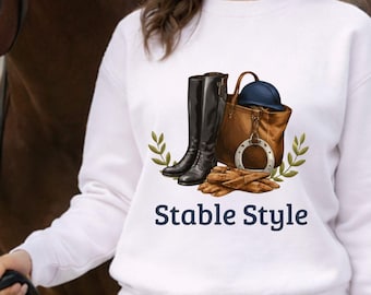 Equestrian Sweatshirt, Horse Girl Crewneck, Preppy Horse Lover Gift, Vintage Stable Style, Old Money