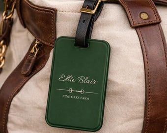 Custom Luggage Tag Personalized, Equestrian Travel Tag, Monogram Bag Tag, Preppy Luggage Tag, Gift for Traveler