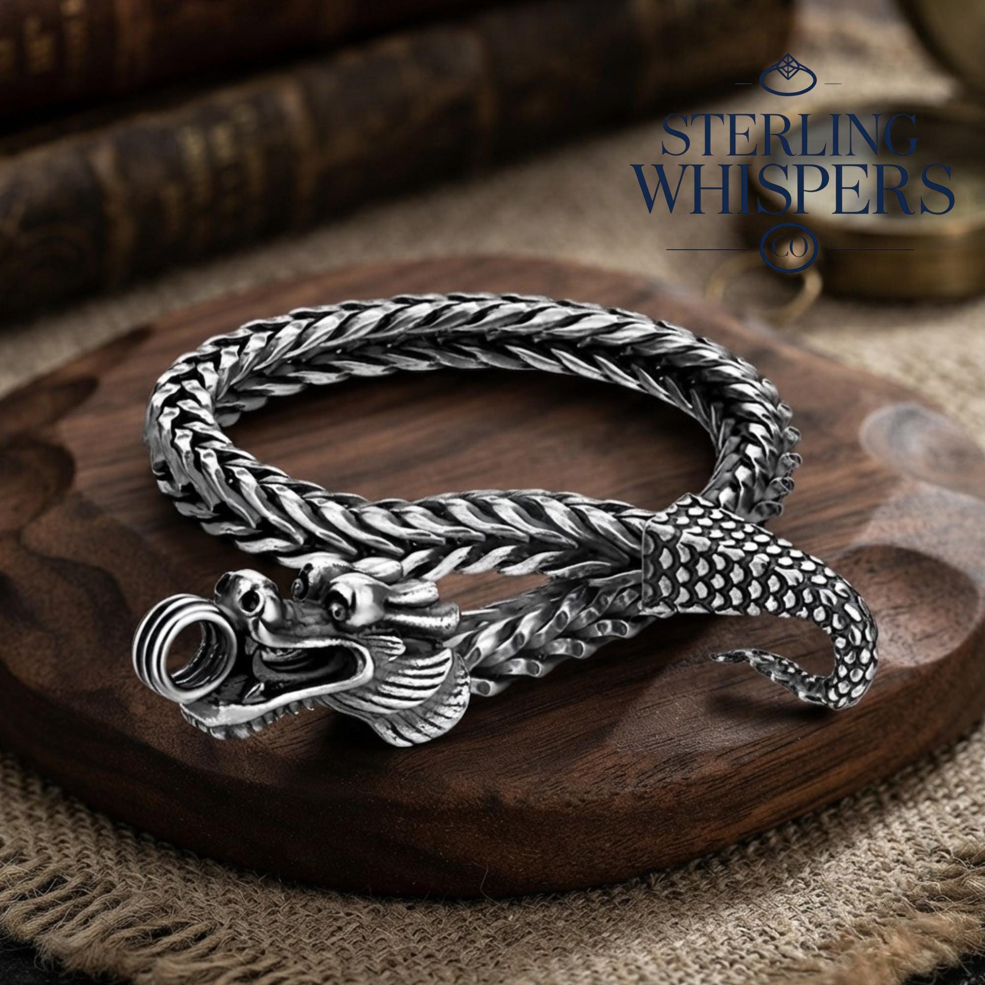 Sterling Silver Dragon Bracelet - Etsy