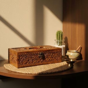 The Legacy (Virsa) – Large Decorative Wooden Tissue Box Cover (6"x11"x3.5”high)