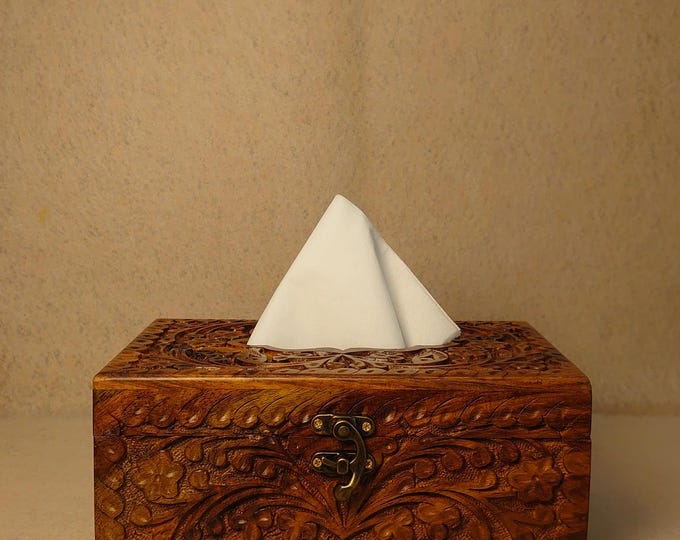 Featured listing image: Heritage (Saqafat) – Compact Handmade Wooden Tissue Box cover (5"x8")